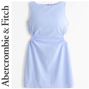 Abercrombie & Fitch Light Blue Stretch Cotton Cutout Mini Dress
